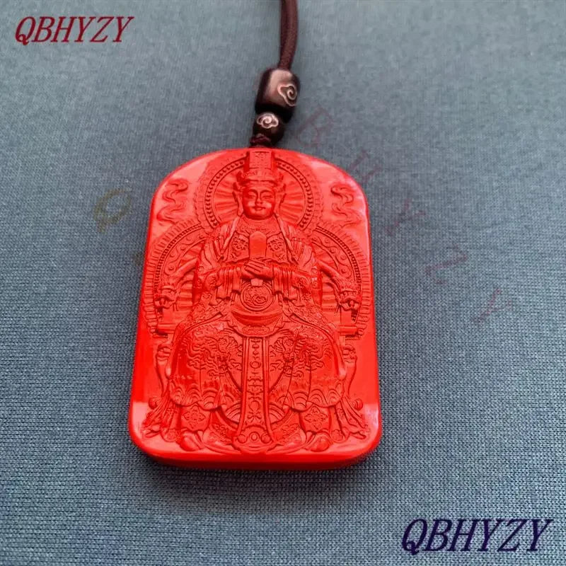 Natural Red Cinnabar Mazu Pendant Necklace — Feng Shui Guardian