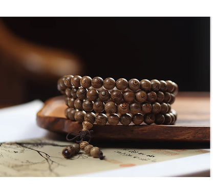 Old Seasoned Chicken Wing Wooden Buddha Prayer Beads Pieces Wind Men And Women Bracelet Holding Gift  Wooden jewelry