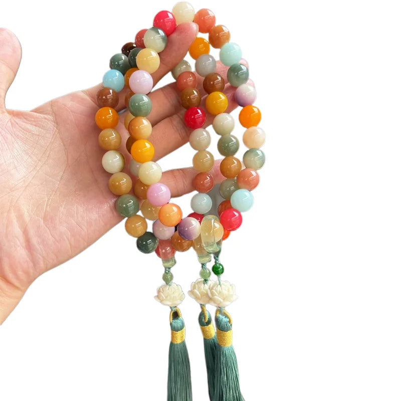 Ancient Bodhi Root Finger-Wrap Bracelet — Handheld Lucky Beads
