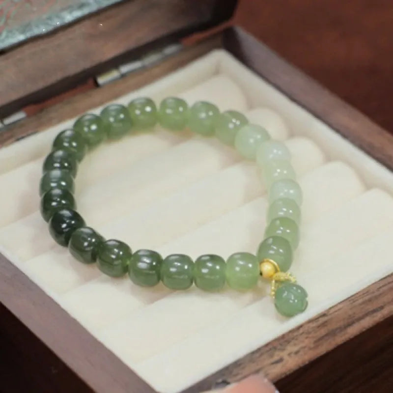 Natural Hetian Jade Pearl Bracelet｜Fresh Single-Loop Charm