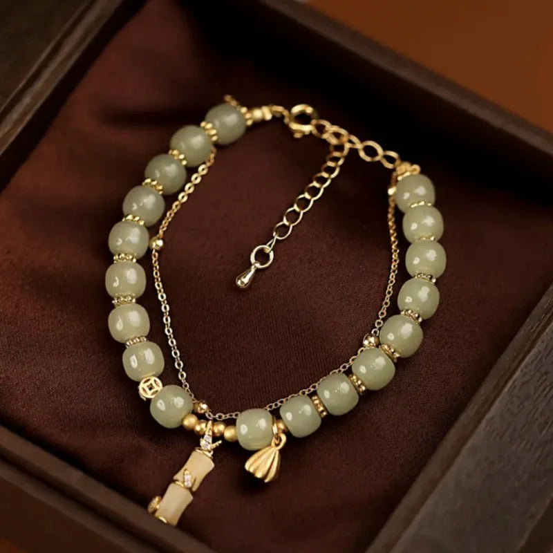 Double-layer Hetian Jade Bracelet – Lianpeng Retro Elegance