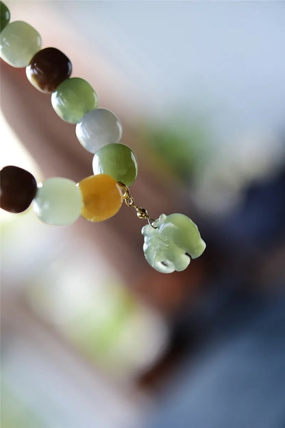 Hetian Jade 9×10mm Multicolor Bracelet｜Unisex Feng Shui Talisman