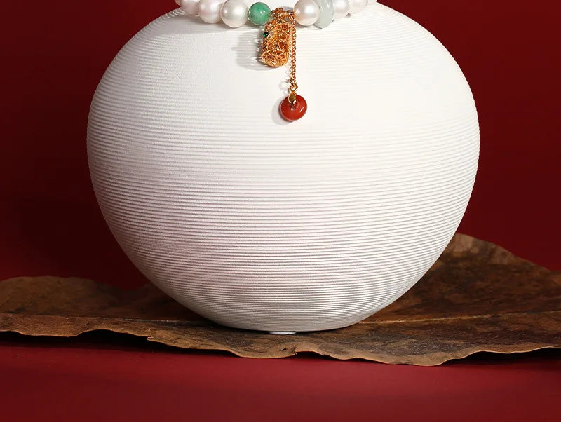 925 Sterling Silver Double Freshwater Pearl Chain Bracelet for Wedding