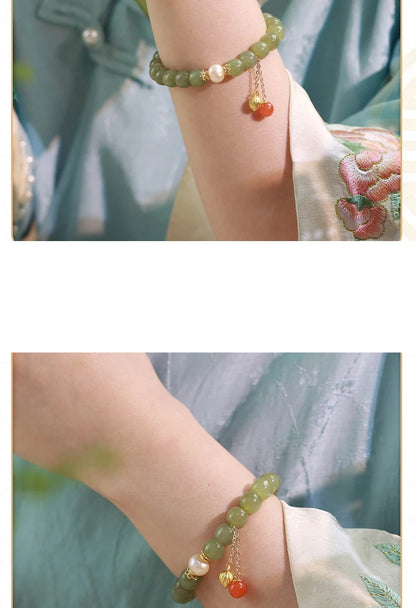 Natural Hetian Jade Buckle Bracelet — Amulet Blessing Jewelry