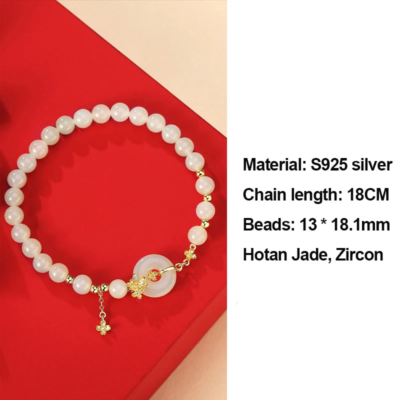 Hetian Jade Osmanthus Tassel Necklace｜Chinese Collarbone Chain