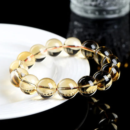 Natural Citrine 10-12mm Beaded Bracelet — Unisex Handmade
