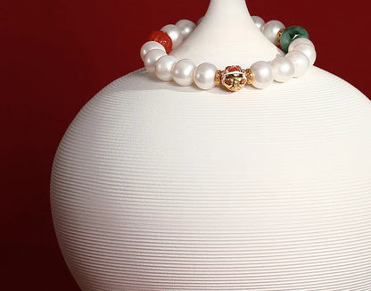 White Natural Freshwater Pearl Strand Bracelet｜Feng Shui Elegance