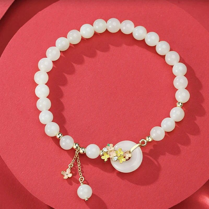 和田玉·桂花平安扣手链｜淡雅自然 开运护身