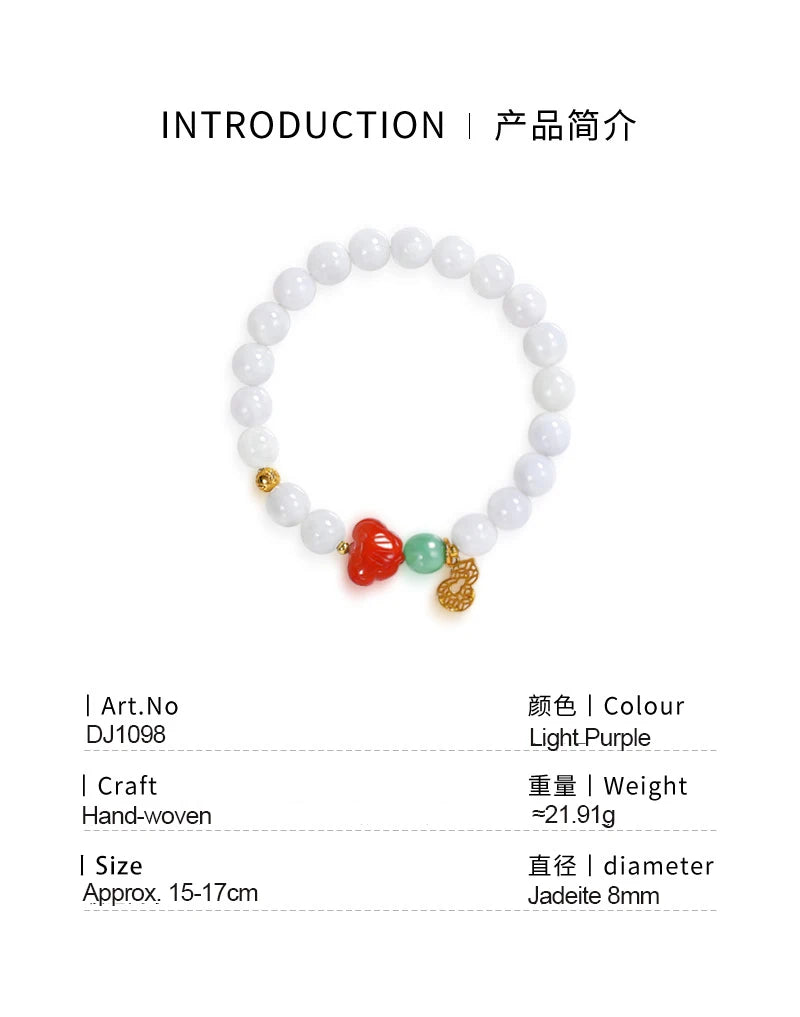 Light Purple Hetian Jade & Pearl Bracelet｜Elegant Continuous Hand String Gift