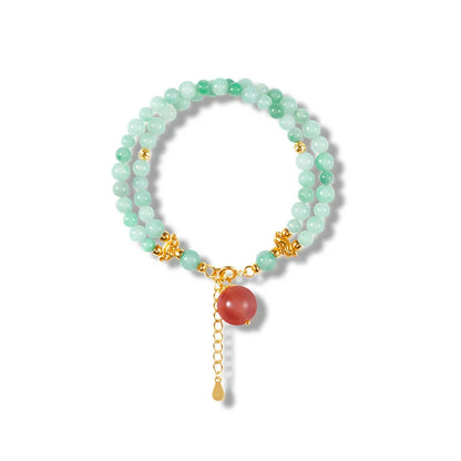 Double-Loop Hetian Jade Bracelet — S925 18K Gold Plated Nanhong 5mm