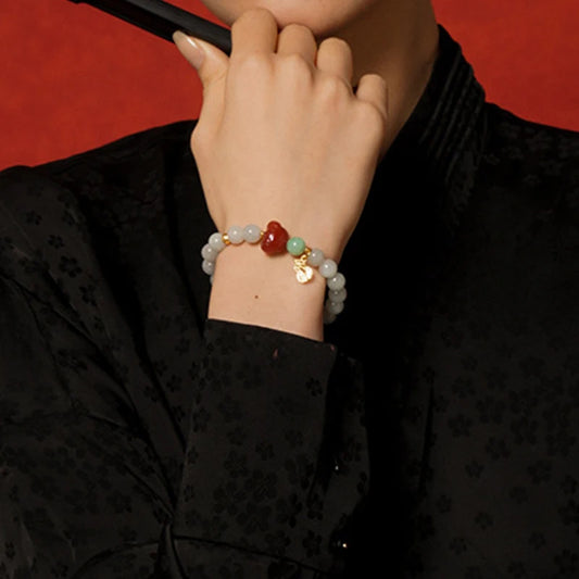 Light Purple Hetian Jade & Pearl Bracelet｜Elegant Continuous Hand String Gift