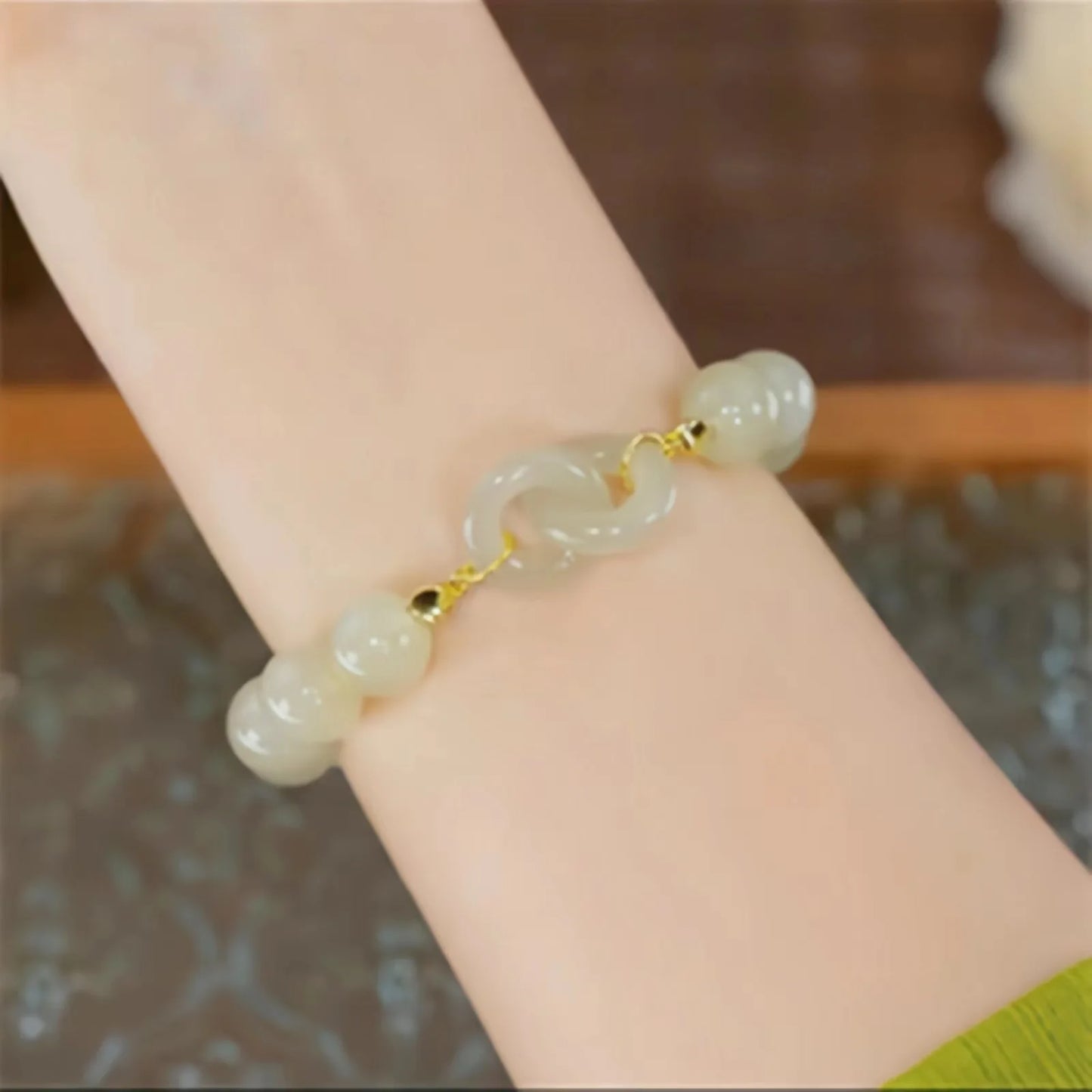 Hetian Jade Beaded Bracelet for Women — Natural A+++ Beads