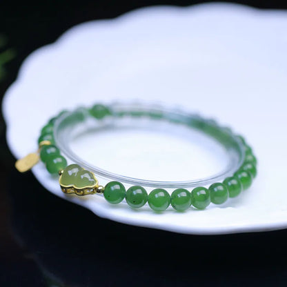 Lucky Jade Antique Gong Bell Bracelet — Boho Feng Shui Charm