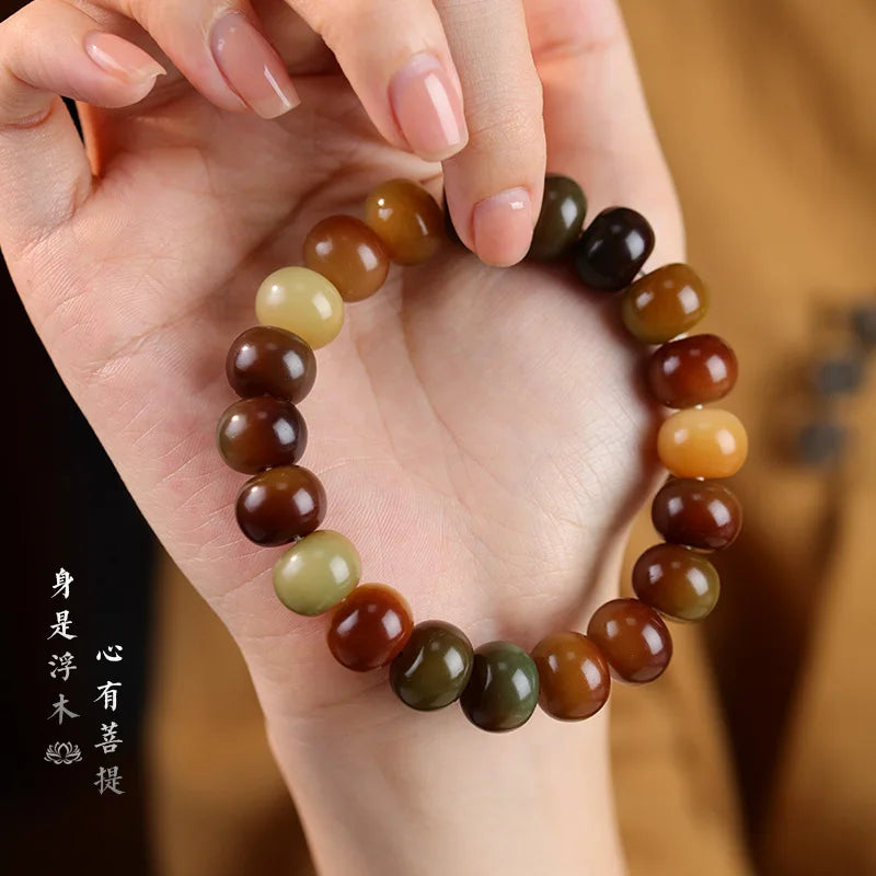 Weathered Bodhi Root Barrel Beads Bracelet — Mystic Finger Wrap