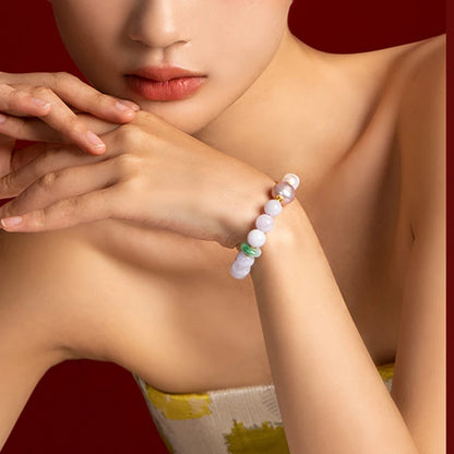 Myanmar Jadeite & Pearl 18K Gold Beaded Bracelet