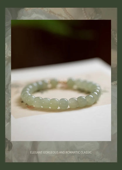 Natural Hotan Jade Wrapped Bracelet — Light Luxury Good Luck Gift