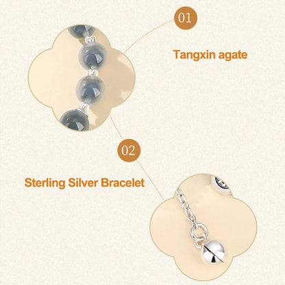 Sugar Heart Agate Tibetan Silver Safe-Lock Bracelet