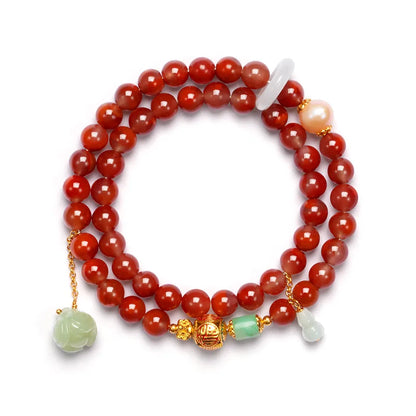 Sichuan Nanhong Two-Turn Hetian Jade Bracelet — Silver-Gold