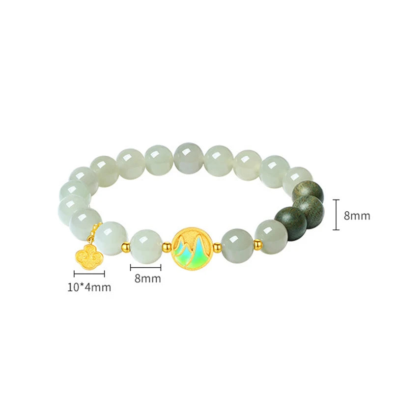 Green Enamel Bead Bracelet Hetian Jade – Feng Shui Charm