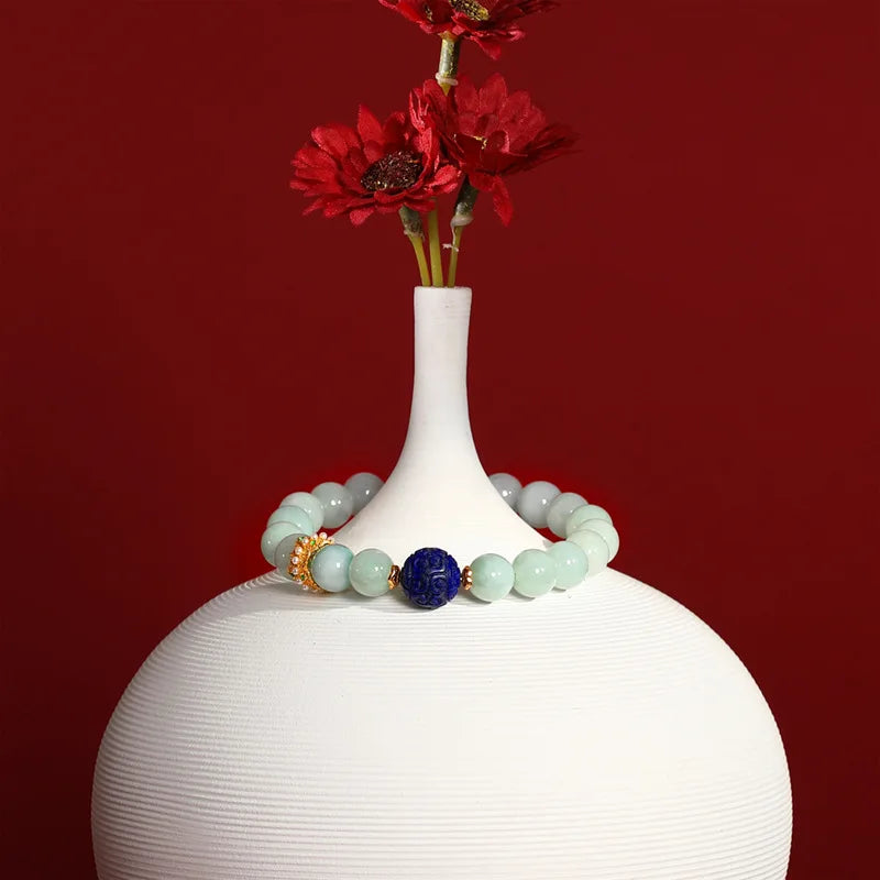 Natural Jadeite Agate Lapis Lazuli Beaded Bracelet for Women
