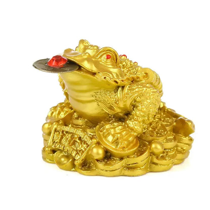 Golden Fortune Coin Money Toad Frog Office Ornaments Decoration Tabletop LUCKY Chinese Wealth Feng Shui Gifts Home
