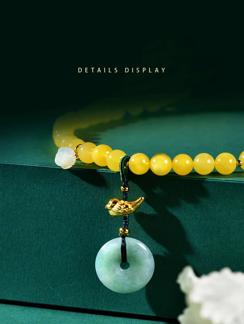 Amber & Yellow Turquoise Multi-Circle Buddha Bracelet