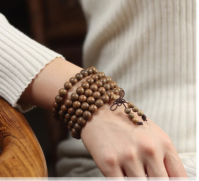 Old Seasoned Chicken Wing Wooden Buddha Prayer Beads Pieces Wind Men And Women Bracelet Holding Gift  Wooden jewelry