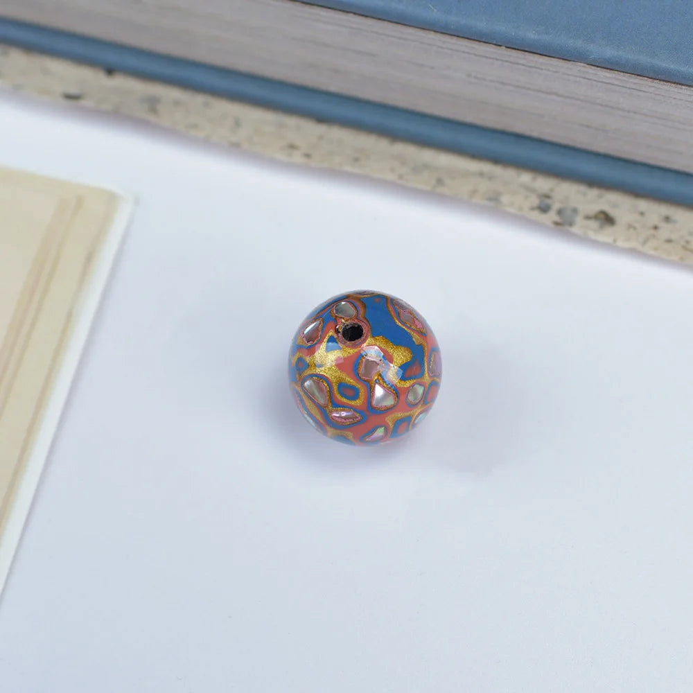 Antique Wood Circle Bracelet with Mother-of-Pearl Luck Charm