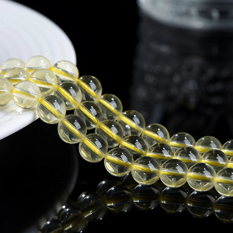 Natural Citrine 10-12mm Beaded Bracelet — Unisex Handmade