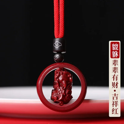 Cinnabar Six-Character Birth-Year Pendant Necklace