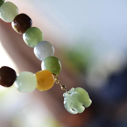 Hetian Jade 9×10mm Multicolor Bracelet｜Unisex Feng Shui Talisman