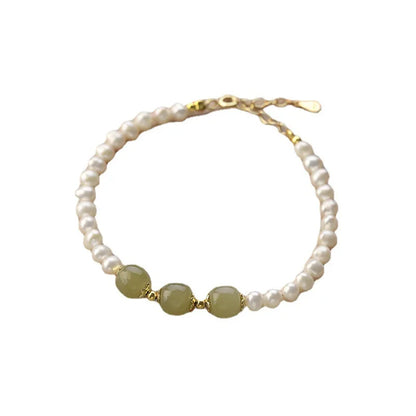 Hetian Jade S925 Silver Peanut Bracelet — Auspicious Beads