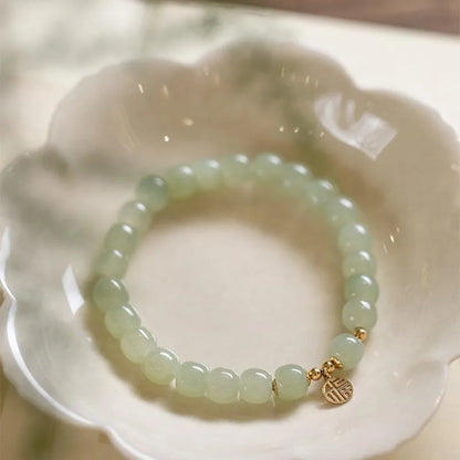Natural Hotan Jade Wrapped Bracelet — Light Luxury Good Luck Gift