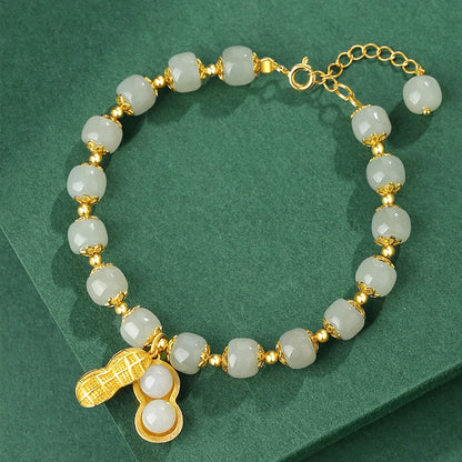Hotan Jade Peanut Bracelet - Classic Women's Lucky Bangle
