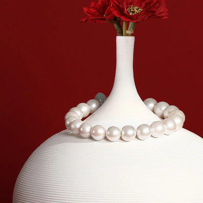 Hetian Jade & Freshwater Pearl Retractable Bracelet — Handmade Charm