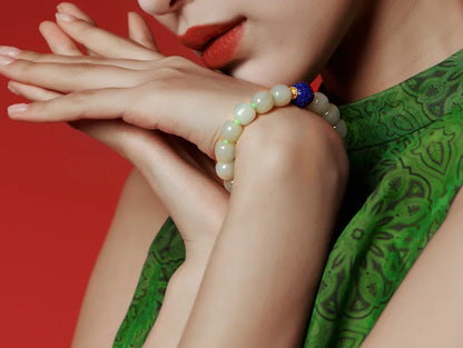 Lapis Lazuli & Hotan Jade Enamel Bracelet｜S925 Silver Plated