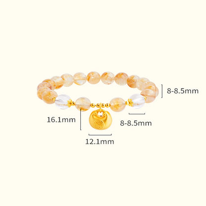 Natural Yellow Tower Crystal Golden White Crystal Lucky Charm Stone Original Design Enhance Energy Purification Wealth Bracelet