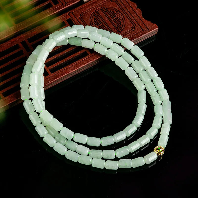 Three‑Ring Light Green Jade Bracelet — Feng Shui Elegance