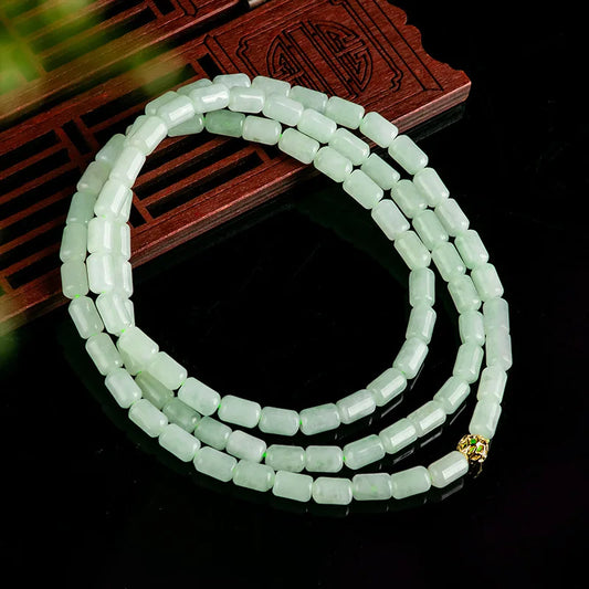 Three‑Ring Light Green Jade Bracelet — Feng Shui Elegance