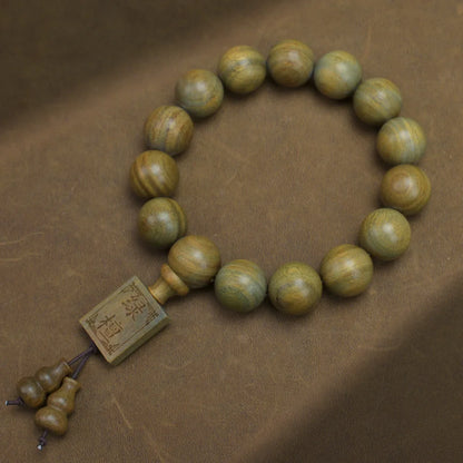 Green Buddha Sandalwood Bracelet — Ethnic Feng Shui Charm