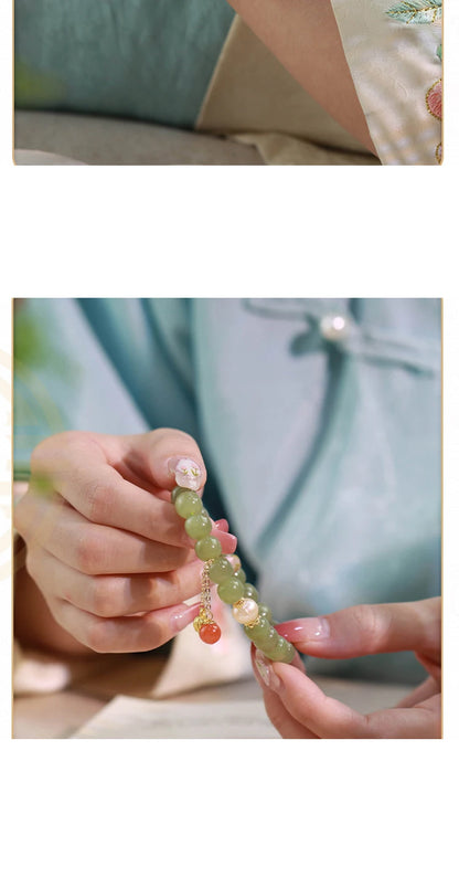 Natural Hetian Jade Buckle Bracelet — Amulet Blessing Jewelry