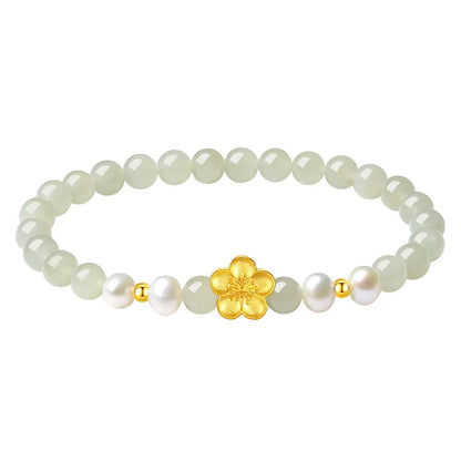 Hotan Jade & 999 Gold Pearl Bracelet｜Feng Shui Elegance