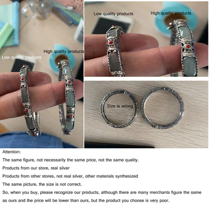 Hollow Butterfly Jade Bangle — Vintage Silver-Tone Bracelet