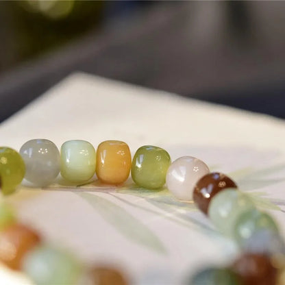 Hetian Jade 9×10mm Multicolor Bracelet｜Unisex Feng Shui Talisman