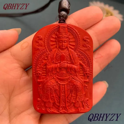Natural Red Cinnabar Mazu Pendant Necklace — Feng Shui Guardian