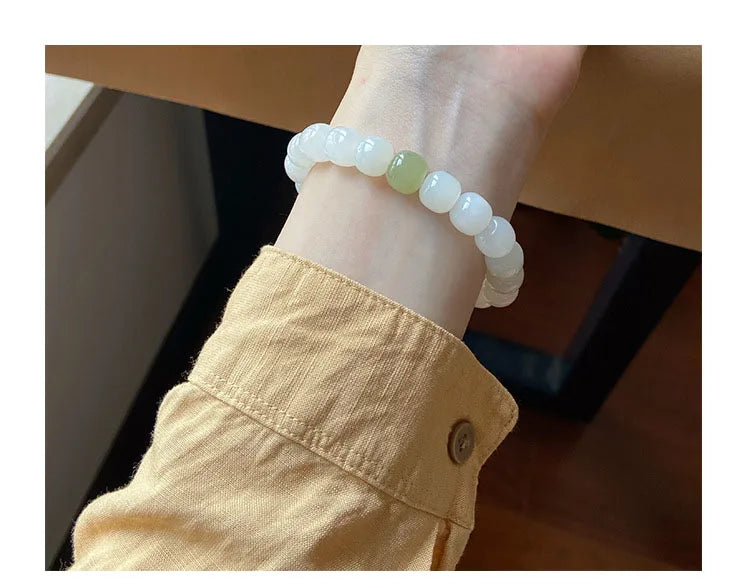 Hotan White Jade 10mm Bead Bracelet｜Single Circle Lucky Amulet