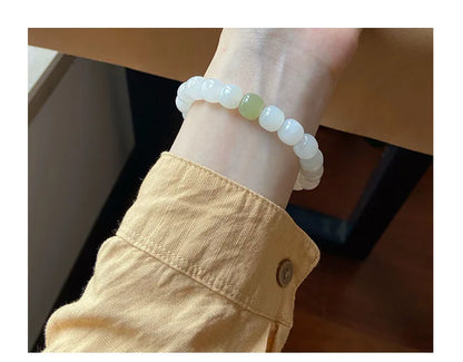 Hotan White Jade 10mm Bead Bracelet｜Single Circle Lucky Amulet