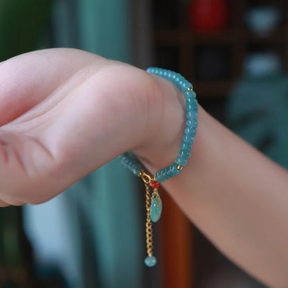 Hetian Jade S925 Silver Peanut Bracelet — Auspicious Beads