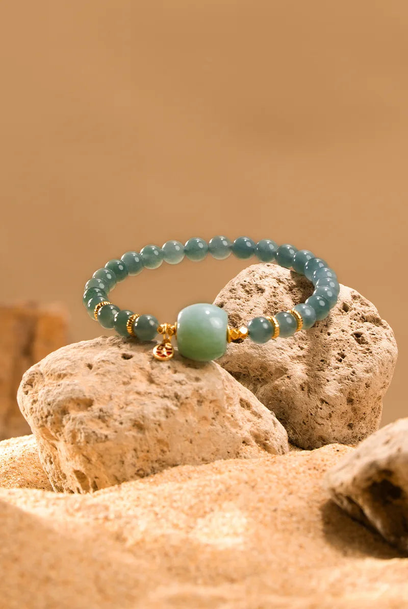 Natural Jade Emerald 10mm Green Bead Bracelet | Feng Shui Charm