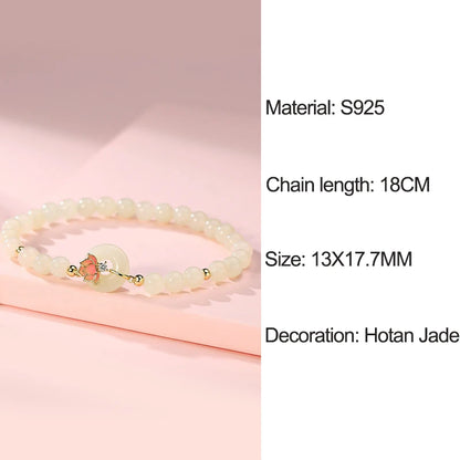Hotan White Jade Lotus Bracelet｜Chinese Style Feng Shui Gift